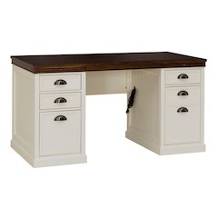 58 in. Richland Double Pedestal Desk, Home Office Computer Desk Work Station