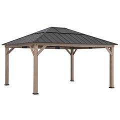 Sunjoy 13 ft. x 15 ft. Cedar Framed Gazebo with Brown Steel