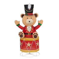 Sunjoy 57" LED Lighted Drumming Bear Holiday Outdoor Christmas Decoration