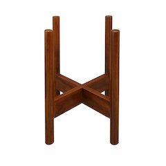 Mid-Century Modern Wood Plant Display Stand, Fit Up to 10", Plant and Pot NOT Included - Antique Mahogany