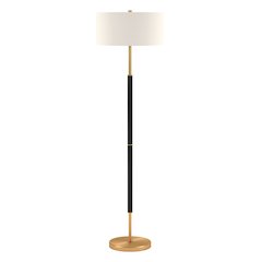 Simone 2-Light Floor Lamp with Fabric Shade in Matte Black/Brass/White