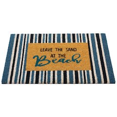 Natural Coir Leave the Sand at the Beach Striped Outdoor Doormat - 18" x 30"