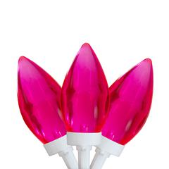 25 Count Pink LED C9 Christmas Lights  16 ft White Wire