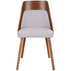 Walnut and Grey Fabric Dining Chair with Wooden Frame and Foam Padding