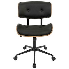 Mid-Century Modern Adjustable Office Chair with Walnut Finish and Black Accents