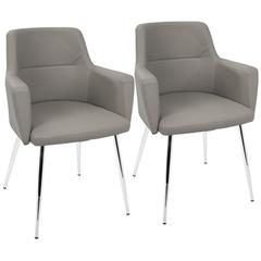 Grey, Chrome Andrew Chair - Set of 2