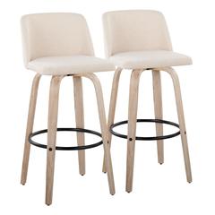 White Toriano 30" Fixed Height Barstool - Set of 2
