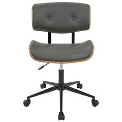 Adjustable Walnut Office Chair with Swivel and Grey Seat for Modern Workspaces