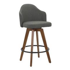Walnut Wood, Grey Fabric Ahoy Counter Stool