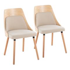 Natural Wood, Cream Fabric Anabelle Chair (Set of 2)