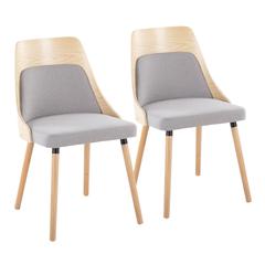 Natural Wood, Grey Fabric Anabelle Chair (Set of 2)