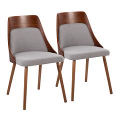 Walnut Wood, Grey Fabric Anabelle Chair (Set of 2)