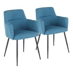 Black Metal, Teal Fabric Andrew Chair - Set of 2