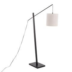 Black Wood, Black Steel, Grey Fabric Arturo Floor Lamp
