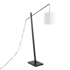 Black Wood, Black Steel, White Fabric Arturo Floor Lamp