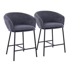 Black Steel, Charcoal Fabric Ashland Counter Stool - Set of 2
