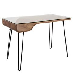 Walnut, Clear, Black Avery Desk