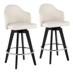 Black Wood, Chrome, Cream Fabric Ahoy 26" Counter Stool - Set of 2