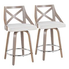 Grey Charlotte 24" Fixed-Height Counter Stool - Set of 2
