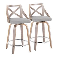 Grey Charlotte 24" Fixed-Height Counter Stool - Set of 2