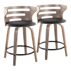 Grey Cosini 24" Fixed-Height Counter Stool - Set of 2