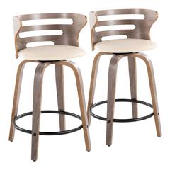 Grey Cosini 24" Fixed-Height Counter Stool - Set of 2