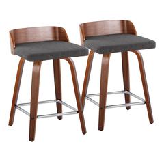 Grey Maya 24" Fixed-Height Counter Stool - Set of 2