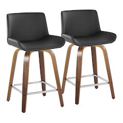 Santi 24" Fixed-Height Counter Stool - Set of 2 in Walnut Wood