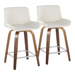 Santi 24" Fixed-Height Counter Stool - Set of 2 in Walnut Wood