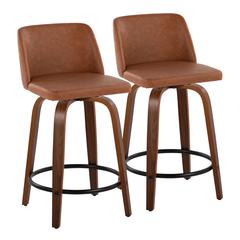 Brown Toriano 24" Fixed-Height Counter Stool - Set of 2