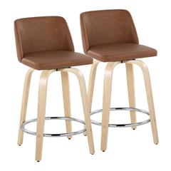 Brown Toriano 24" Fixed-Height Counter Stool - Set of 2