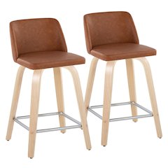 Brown Toriano 24" Fixed Height Counter Stool - Set of 2