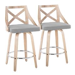 Grey Charlotte 26" Fixed-Height Counter Stool - Set of 2