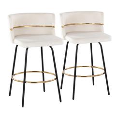 Beige Cinch Claire 26" Fixed-Height Counter Stool - Set of 2