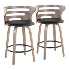 Grey Cosini 26" Fixed-Height Counter Stool - Set of 2