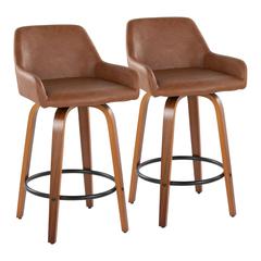 Brown Daniella 26" Fixed-Height Counter Stool - Set of 2