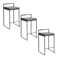Fuji Stacker 26" Fixed-Height Counter Stool - Set of 3 in Black Metal