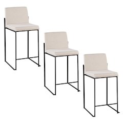 Fuji High Back 26" Fixed-Height Counter Stool - Set of 3