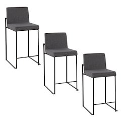 Fuji High Back 26" Fixed-Height Counter Stool - Set of 3