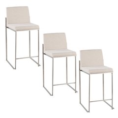 Fuji High Back 26" Fixed-Height Counter Stool - Set of 3