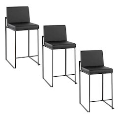 Fuji High Back 26" Fixed-Height Counter Stool - Set of 3