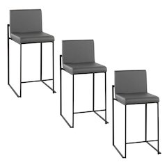 Fuji High Back 26" Fixed-Height Counter Stool - Set of 3