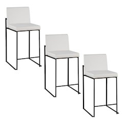Fuji High Back 26" Fixed-Height Counter Stool - Set of 3