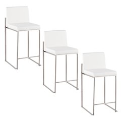 Fuji High Back 26" Fixed-Height Counter Stool - Set of 3