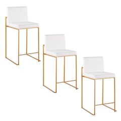 Fuji High Back 26" Fixed-Height Counter Stool - Set of 3