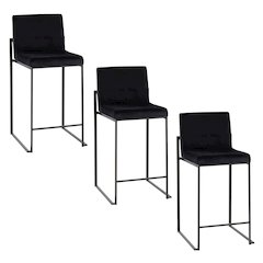 Fuji High Back 26" Fixed-Height Counter Stool - Set of 3