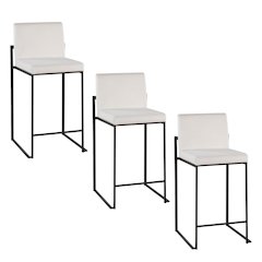 Fuji High Back 26" Fixed-Height Counter Stool - Set of 3