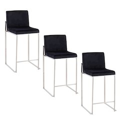 Fuji High Back 26" Fixed-Height Counter Stool - Set of 3