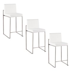 Fuji High Back 26" Fixed-Height Counter Stool - Set of 3