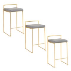Fuji Stacker 26" Fixed-Height Counter Stool - Set of 3